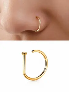 1/3/5pcs 14k D-Shape Nose Hoop Ring, Stainless Steel Clip-On, Minimalist Punk Style, Non-Piercing Nose Clip for All, Nose Ring Jewelry