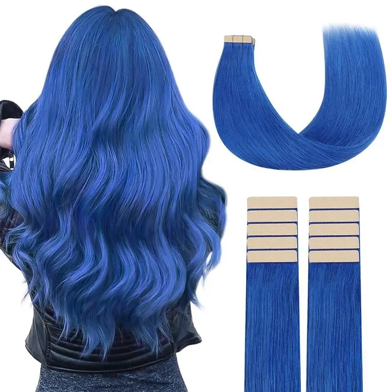Doores 10pcs Colored Party Highlight Tape in Hair Extensions Human Hair 30g 14 to 24 inch Remy Invisible Tape Ins Straight#TikTokShopSummerSale