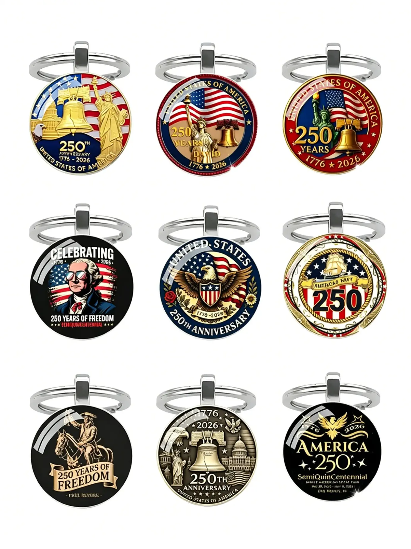 2026 Us Independence Day Keychain, Eagle and American Flag Patriotic Design, Perfect Gift for Veterans Day and Independence Day