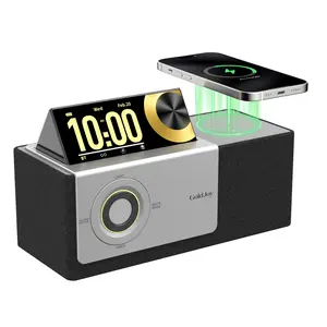 GoldJoy Flip-Up Display Screen Bluetooth Speaker, 7-in-1 Wireless Charging Station, Romantic Sunset Lamp, White Noise, Portable Bedside Speaker, Deep Bass Stereo Sound, Aesthetic Bedroom Decor, TikTok Home Gadget, Portable Outdoor Mini Bluetooth Speaker