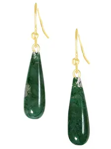 14k Vermeil & Moss Agate Drop Earrings, Handmade Jewelry, Gift For Her, Elegant Earrings, Earrings Of The Day, Gift Ideas, Casual Chic