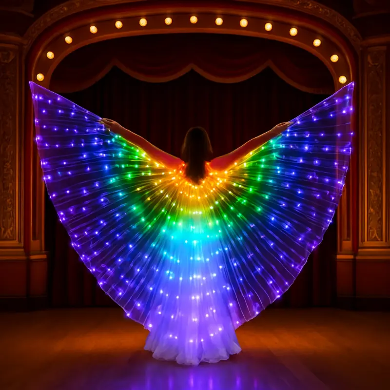 Adult LED Light Up Butterfly Wings Cloak For Belly Dance, Costume Parties, Music Festivals, And Halloween, Do Not Include 3pcs AA Batteries.