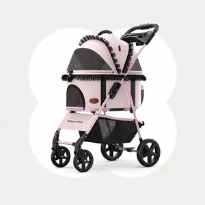 Happy & Polly Foldable Pet Stroller with Detachable Carrier - Compact & Portable for Easy Travel