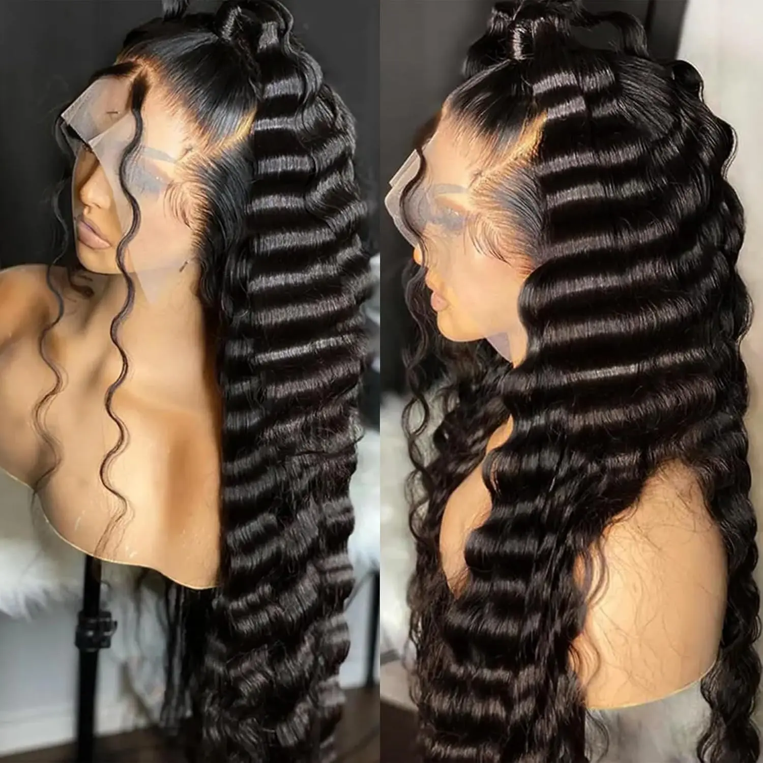 Lemoda Full 13x6 Lace Frontal Virgin Human Hair Wigs 15A Loose Deep Full 13x6 HD Transparent Lace Front Wigs 200% Brazilian Pre Plucked With Baby Hair summerwins