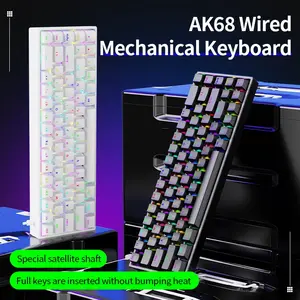 Ak68 Mechanical Keyboard, Gaming RGB Backlit, Blue and rde Switches, Wired Design, Ideal for Office Use, Durable Build Quality