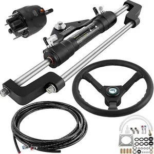 Hydraulic Boat Steering Kit For 300HP Outboard Systems, Hydraulic Steering Kit With Helm Pump, Cylinder, Wheel, 18-Foot Hose, Seal Kit, Corrosion-Resistant Marine Steering System For Longevity