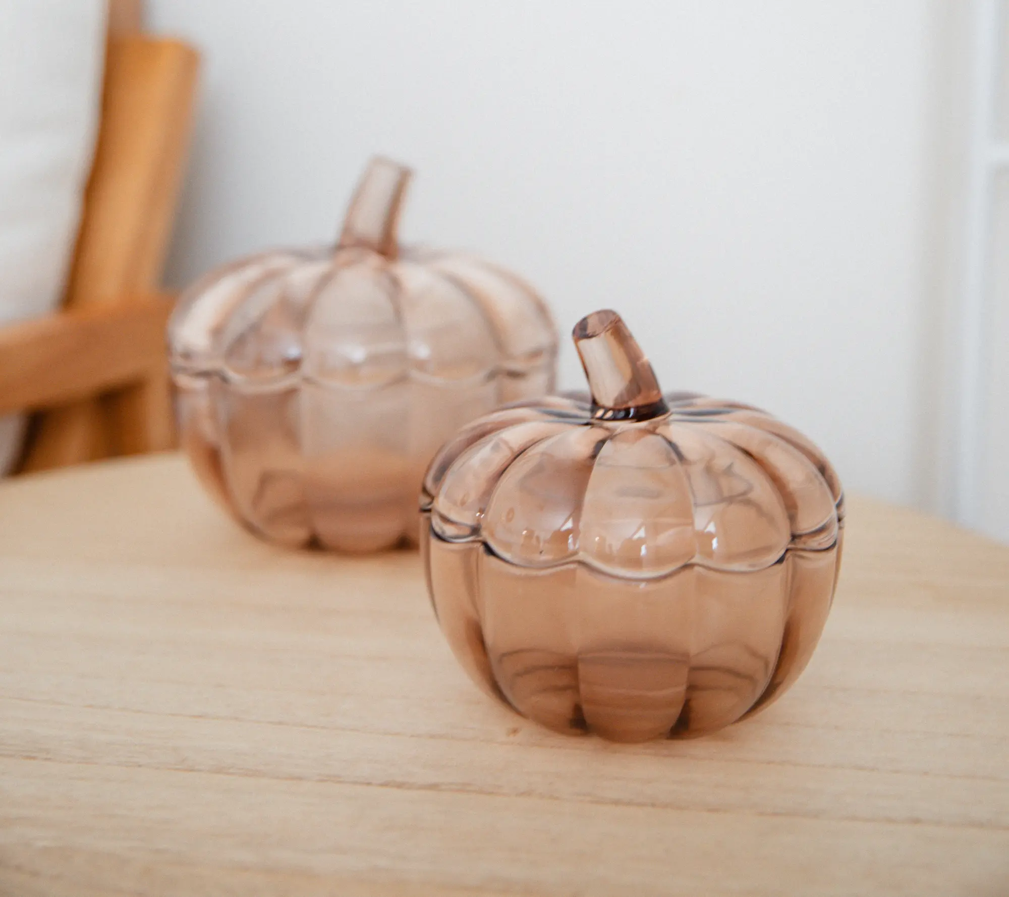 Set of 2 Glass Pumpkin Lidded Jars by Lauren McBride Set of 2 Glass Pumpkin Lidded Jars by Lauren McBride