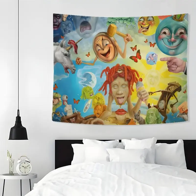 Multicolor Trippy Psychedelic Animal Tapestry - Decorative Hippie Room Decor, Polyester Wall Hanging with Eclectic Style, Whimsical Room Art for Bedroom, Home Study, Trippy Tapestry, Eclectic Tapestry Style