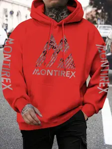 Men's Fall Winter Dark Art Hoodie, Montirex Letter Print, Fashionable and Practical, Casual Daily Wear