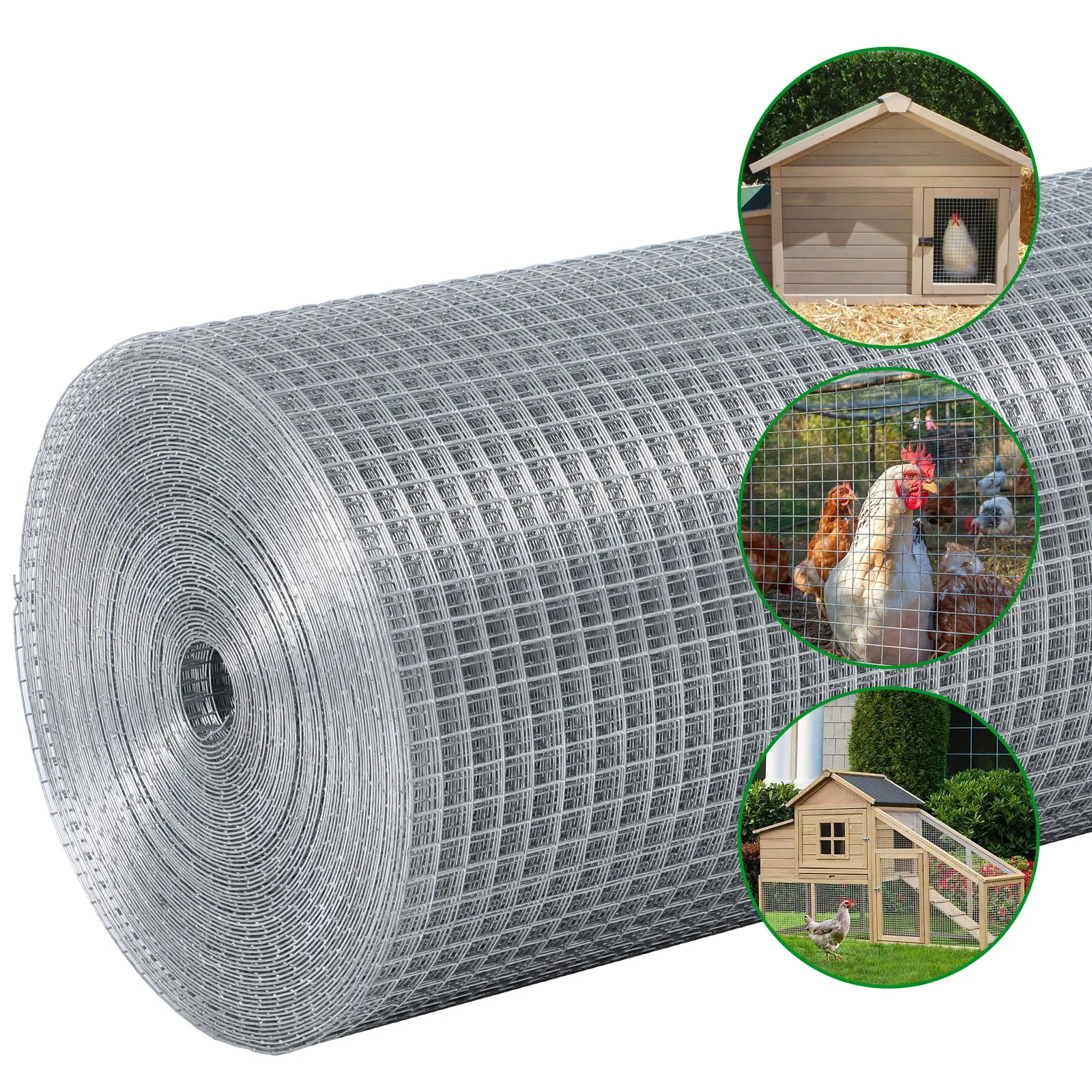 Galvanized Welded 23-Gauge Hardware Cloth, 1/4-in Chicken Wire Fence Roll for Outdoor Poultry Hutch, Supports Garden & Home Improvement Caging Needs
