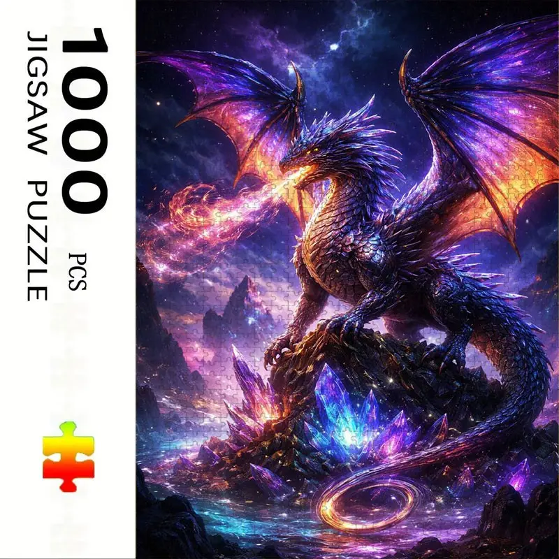 1000 Piece Crystal Dragon Puzzle, Large Adult Family Interactive Toy, DIY Home Decor Brain Challenge, Festive Gift, Durable Puzzle, Shape Recognition Puzzles, Brain Teaser Puzzles