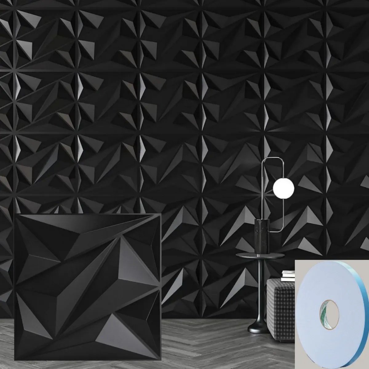 20/30pcs 3D Textured PVC Wall Panels, Waterproof & Moisture-Proof, Easy Install with Adhesive Tape - Modern Abstract Design for Stylish Home Decor, 11.8 x 11.8 inch, Waterproof Wall Panels