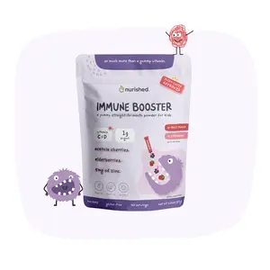 Nurished Immune Booster Straight-to-Mouth Powder for Kids - Elderberry & Acerola, Vitamins C & D, Zinc - 2 Yummy Flavors