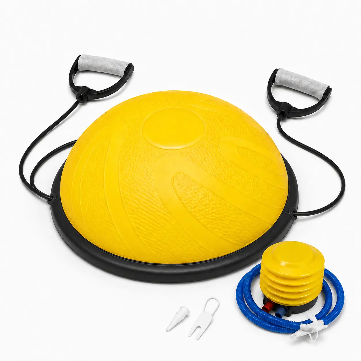 Origem Stability Ball Trainer - Balance Exercise Balls for Home Fitness, Inflatable Core Strength Tool with 2 Resistance Bands, Foot Pump, Workout Guide, Non-Slip Surface, Builds Core Strength, Improves Balance, Fit at Home Exercise Equipment