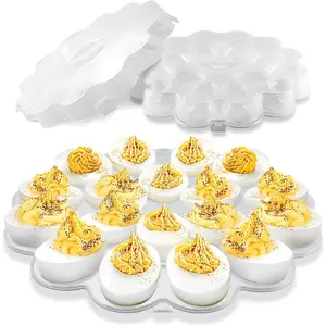Deviled Eggs Carrier with Lid - 18 Slot Deviled Egg Tray with Lid for Party, Easter, Thanksgiving - Reusable Platter