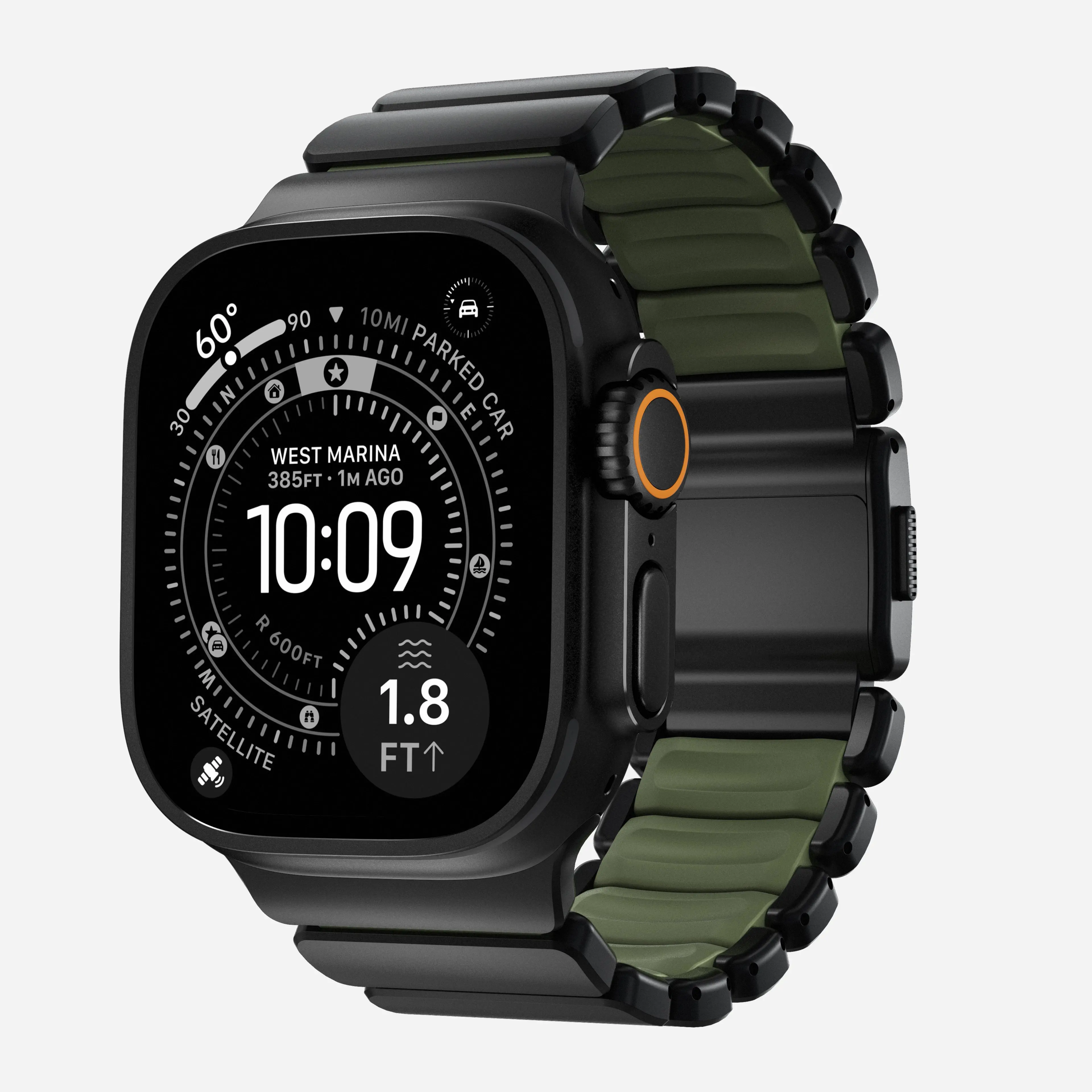 Stylish Men's Wearable Magnetic Stratos Band - 49mm Black Titanium, Forest FKM Modern Watch Strap, Men's Accessories, Fashion Watch Accessory, Modern Watch Straps