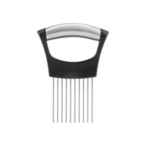 Onion Holder for Slicing with Stainless Steel Prongs – Vegetable Cutter Guide for Onion, Tomato, Potato & Avocado, Easy Slice Assistant Tool for Even Cuts, Kitchen Prep Tool