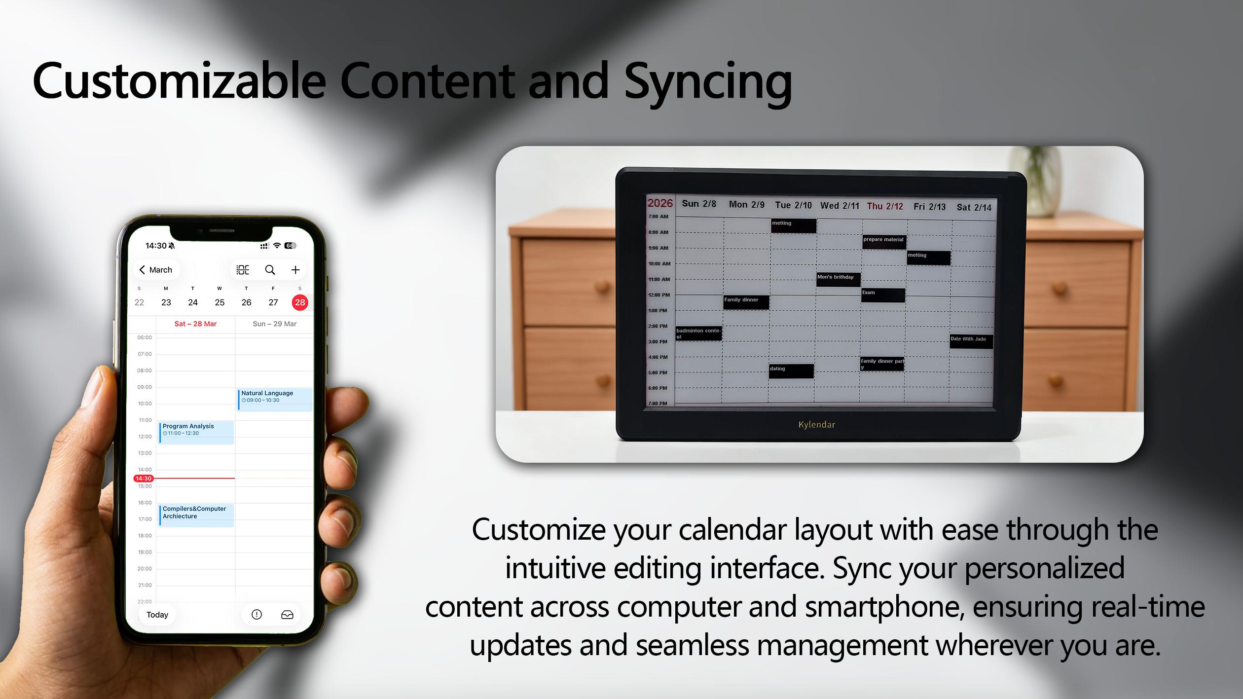 Kylendar E-Paper Smart Display: Upgraded Version 2.0 — 2026 Family Calendar. A Multifunctional, Editable Smart Planner and Organizer with Stand—An Efficiency-Boosting Device and the Perfect Gift for Successful Individuals.