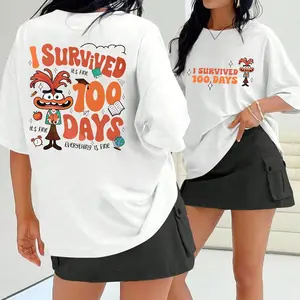 Survived 100 Days Shirt, It's Fine I'm Fine Everything Is Fine Shirt, Anxiety 100 Days of School Shirt, Teacher Shirt, Back To School