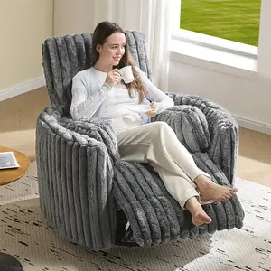 AMERLIFE Power Recliner Nursery Chair for Adults, Electric Swivel Rocking Glider with USB & Type-C Charge, Teddy Sherpa Armchair with 2 Pillows,Best Gift Ideas/Christmas Gifts