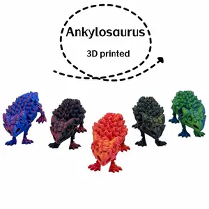 3D Printed Dinosaur World Set with Movable Ankylosaurus, Perfect for Home Decor, Office Desk Ornament, Holiday Party Decoration Dinosaur Figurine