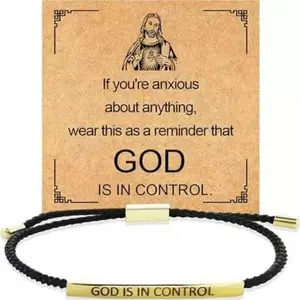 Inspire  GOD IS IN CONTROLElegant Design with Unique Patterns andLetters ultra magnetic money attraction  cross fashionable stainless affordable bracelet Adjustable Heart Rate Couples Set elegant Tiger Eye Stone Crystal jade good luck gold-plated
