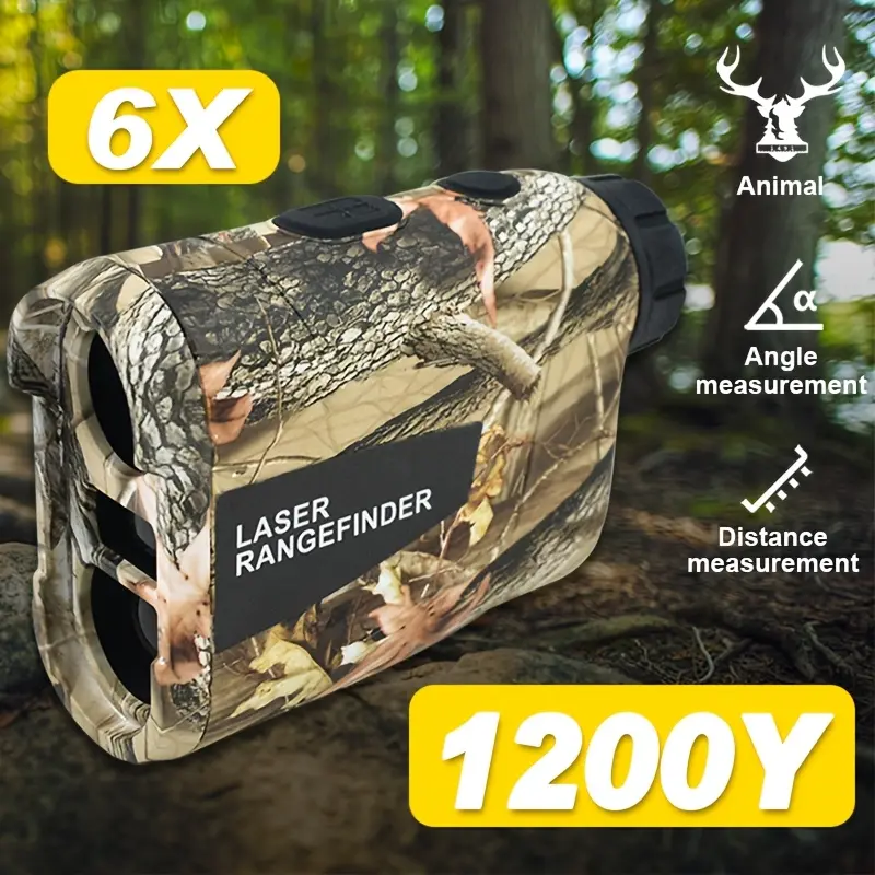 1200Y Laser Rangefinder Camouflage Rechargeable TYPE-C Battery ABS Material for Hunting Golf Distance Speed Angle Measurement Ballistic Compensation Flagpole Locking Function