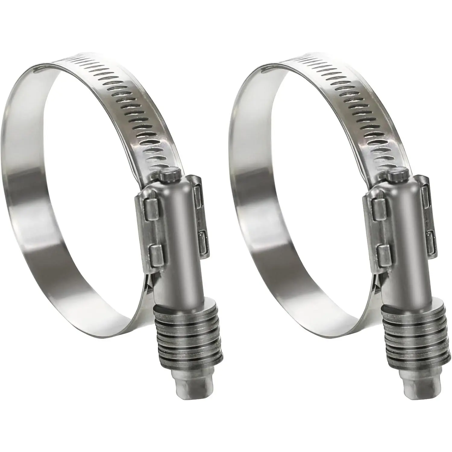 2 Pack Heavy Duty Worm Hose Clamp, Adjustable Range 3 1/2"-4 5/16" (90-110mm) 304 Stainless Steel Worm Gear Drive Hose Clamps for Water Pipe, Plumbing, Automotive and Mechanical Application