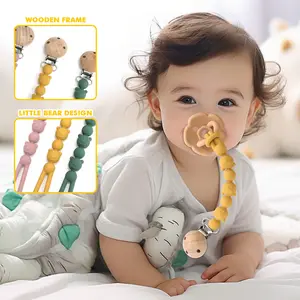 Unique Bear-Shaped Pacifier Chain, Anti-Drop Toy Holder, Flexible Pacifier Clip, Teething Toys Drop-Proof Chain, Newborn Sensory Teether