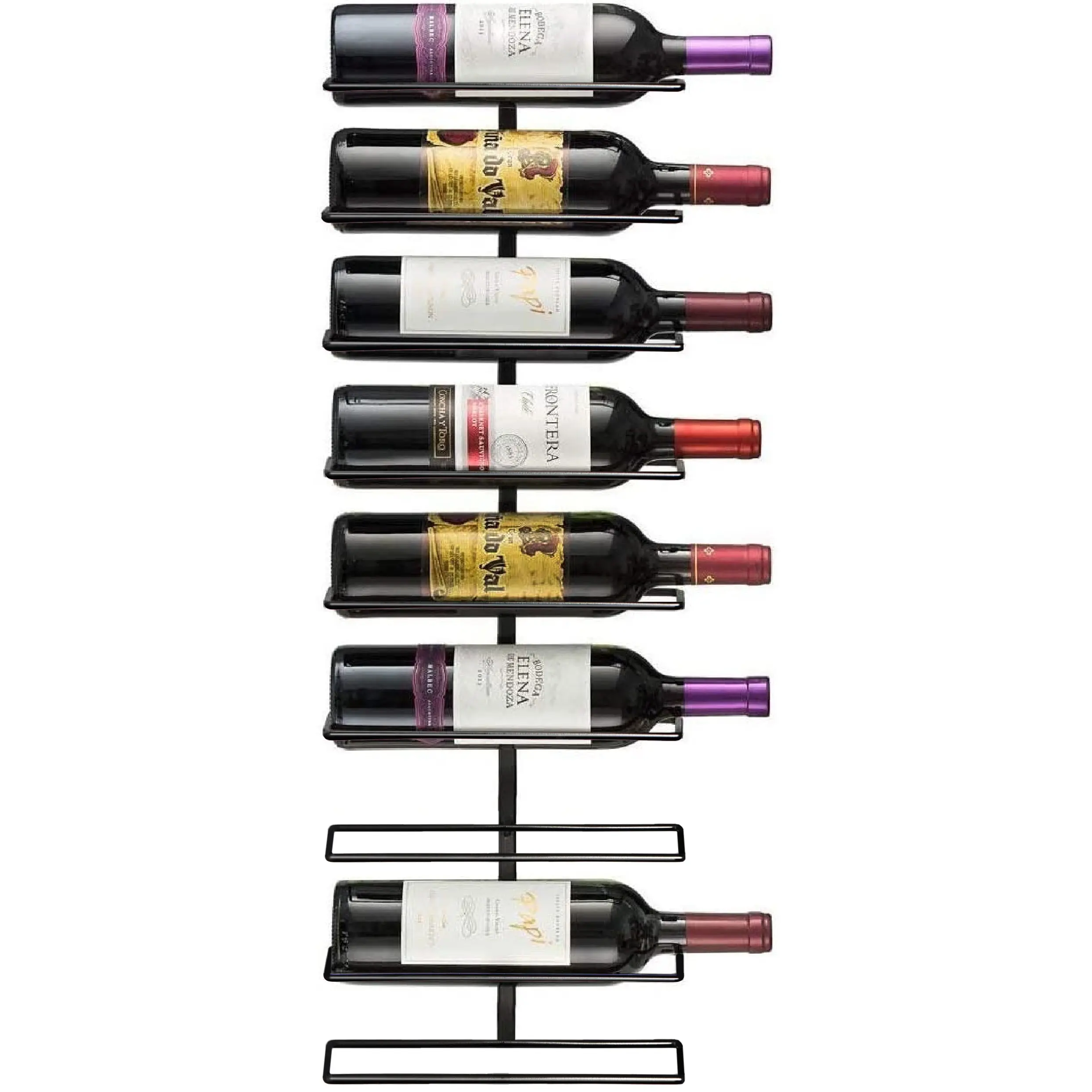 9-Bottle Wall-Mounted Wine Rack for Champagne and Wine, Space Saving Metal Construction with Sturdy Commercial-Grade Welding Utensils