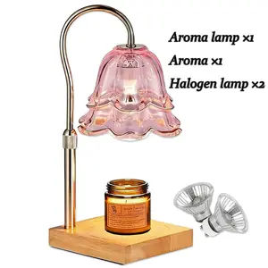 Decorative Lily of the Valley Candle Warmer Lamp with 2 Replacement Halogen Bulbs and Vanilla Candle, Ideal Aesthetic Choice for Modern Office and Home Living Room Decor