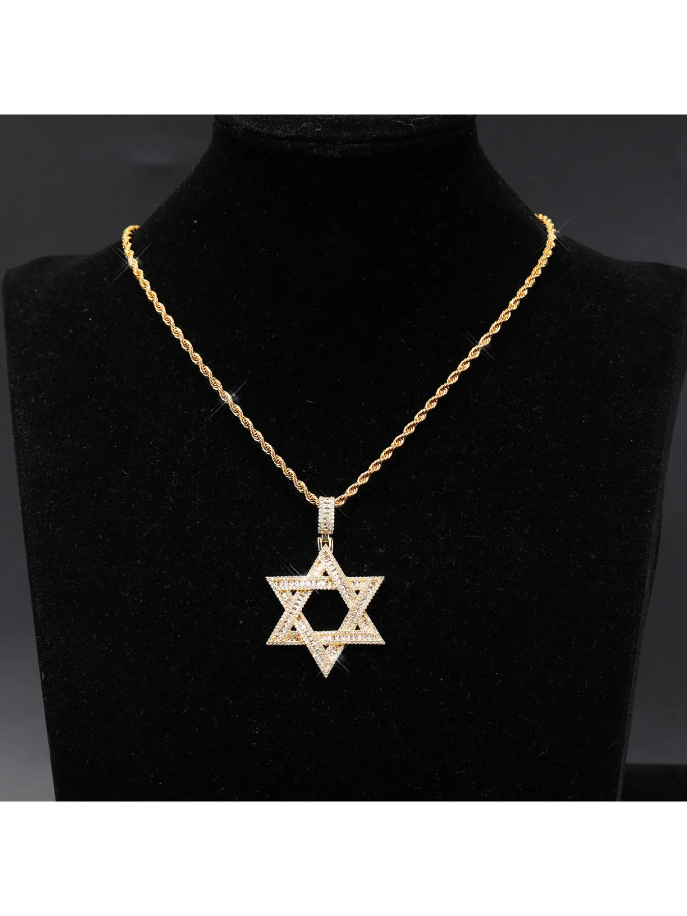 Full Diamond Hexagram Bling Pendant, Fashion Versatile Creative Star Hip-Hop Alloy Necklace Pendant, Drop Pendant Necklace, Fashion Cool Accessories, Fashion Accessory Necklace