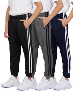 PURE CHAMP 3 Pack Boys Sweatpants Mesh Lightweight Kids Clothes with Zipper Pockets Active Quick-Dry Boys Pants Sizes 4-20