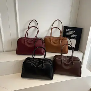 Women's lychee patterned handbag pillowcase 2025 new large capacity retro commuting portable shoulder bag