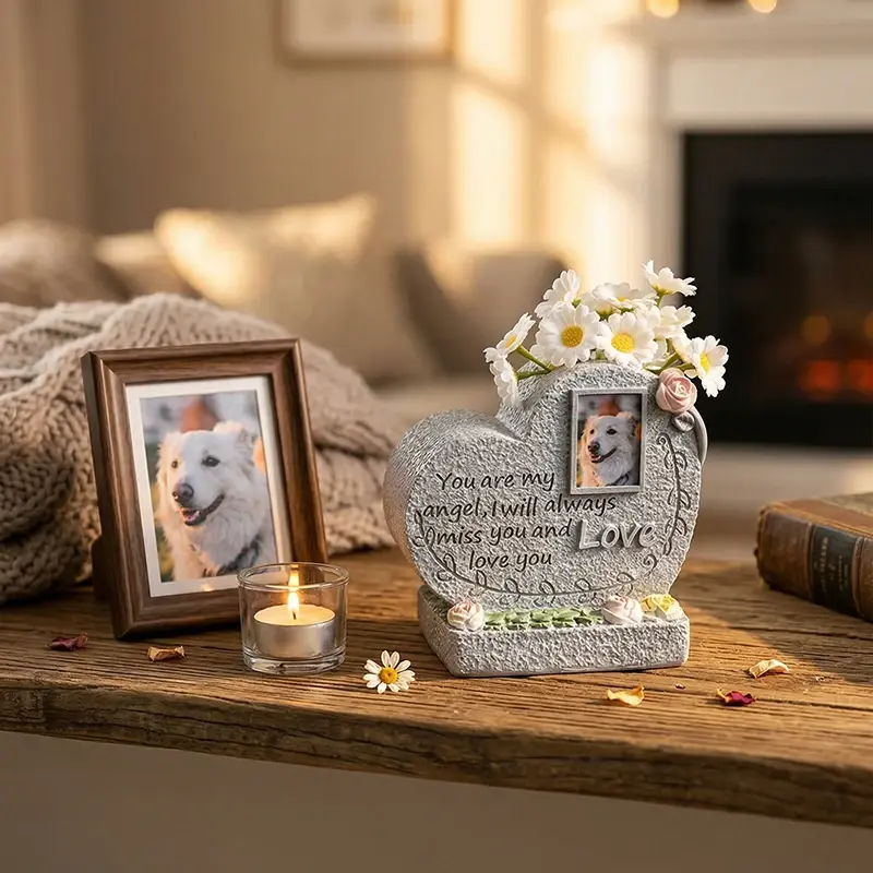 Pet Memorial Plaque - Personalized Tombstone for Beloved Pets | Durable Resin Garden Marker | Cherish Their Memory