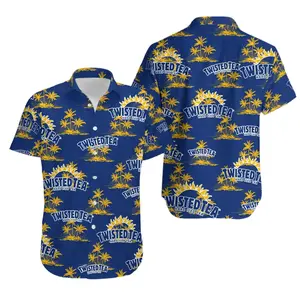 Twisted Tea Hawaiian Coconut Island Pattern Hawaiian Shirt Button Down Mens Womens Hawaiian Shirts Lovers Gift Short Sleeve Hawaii Shirt Summer Beach Shirts