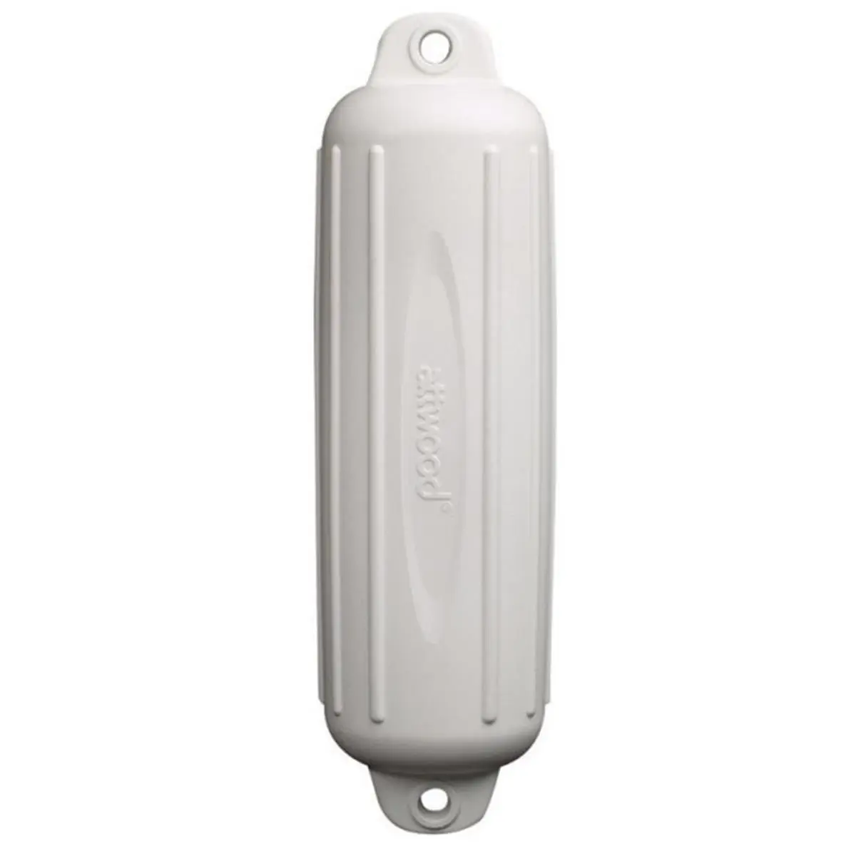 212 MAIN Oval Mooring Fender - White Pontoon Boat Fender, 8 x 28 in., Ribbed, Seamless, Double Eyes, UV Resistant