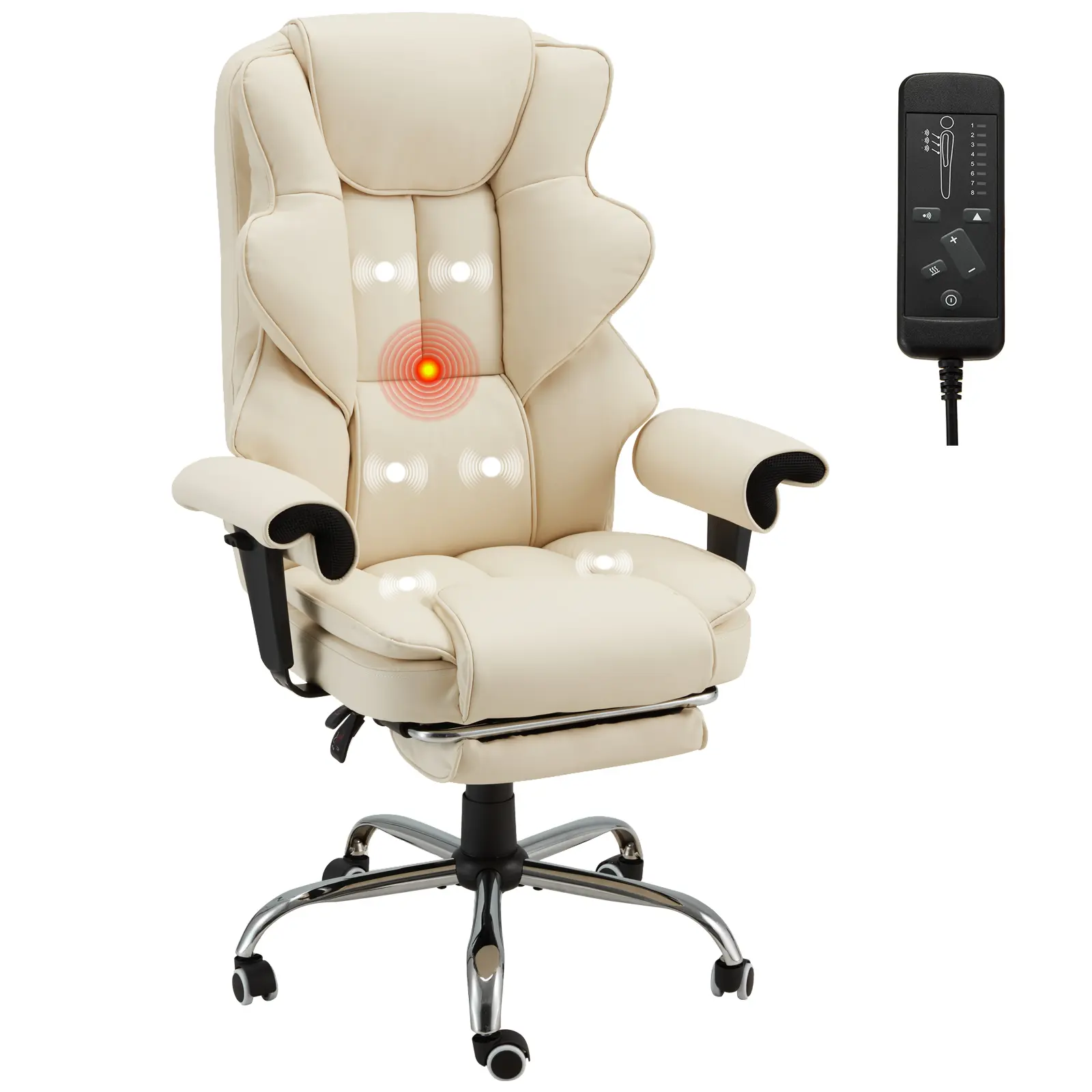 Ergonomic Office Chair with 6-Point Heated Massage, Adjustable Height, Reclining 155° Swivel, Foldable Footrest, & Retractable Armrests – Cross Legged Desk Chair for Home Office & Computer Use, Adjustable Height Chairs