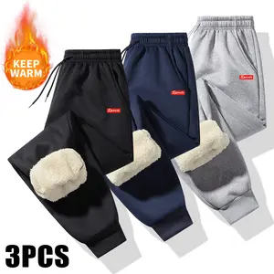 3-Pack,Men'S Fleece-Lined Winter Joggers - Thermal Insulated Athletic Pants with Elastic Drawstring Waist & Zip-Free Access, Light -Friendly Fleece Lining, Multi-Color Options for Gym, Hiking, Running & Outdoor Activities - Durable Non-Stretch Fabric