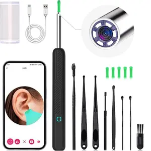 Portable Ear Cleaner with Camera, Earwax Removal Tool with 8 Counts Replacement Heads, Ear Cleaning Tool for iOS & Android, Ear Canal Cleaner, Ear Cleaning Kit