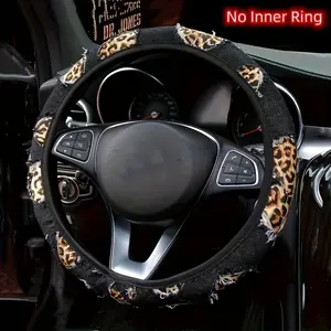 Car Interior 15inch leopard print denim fabric steering wheel cover Automotive
