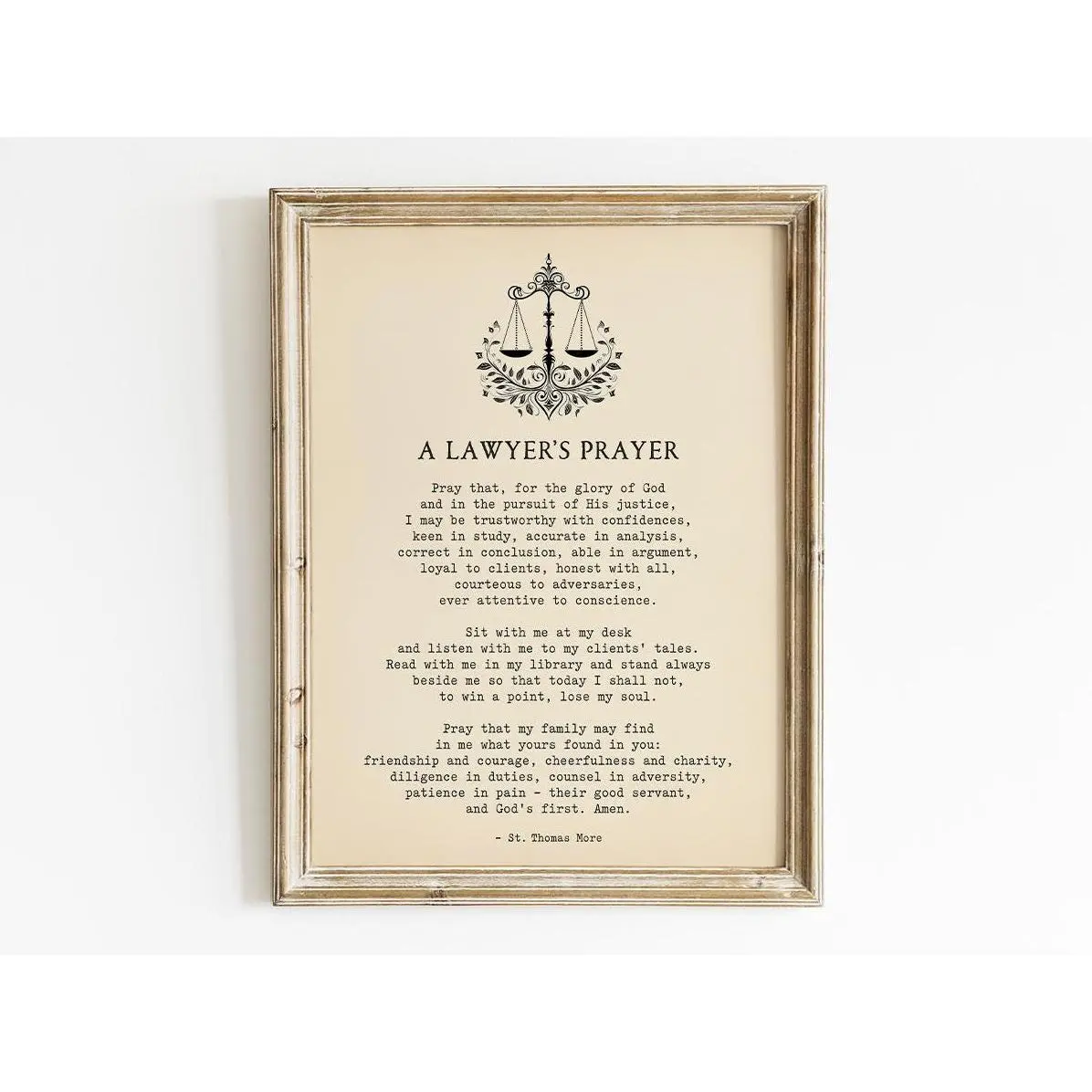 EVERY A Lawyer Prayer By St. Thomas More Print, Attorney Office Decor, Legal Profession Justice Wall Art, Law Student Gift