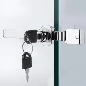 1pc Sliding Glass Door Lock with Key, Stainless Steel Locks, Suitable for Display Cabinets, Glass Showcase Locks, Reptile Cage Lock with Key