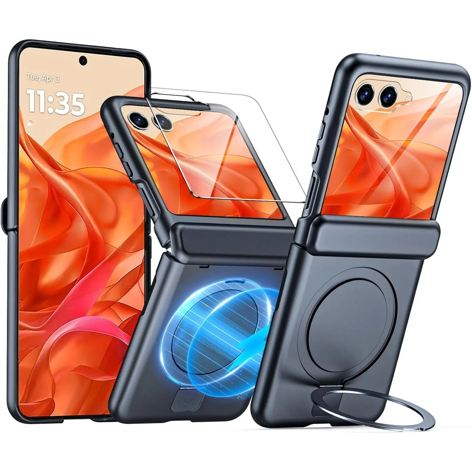 Oupeigar Customized Protective Cover for Razr 2026/Razr 2025/Razr 2024, Smartphone Accessories with Hinge Protection, Built-in Screen Protector, Magnetic Ring Stand, Slim Full-Body Shockproof Rugged Design for Mobile Devices,summerwins