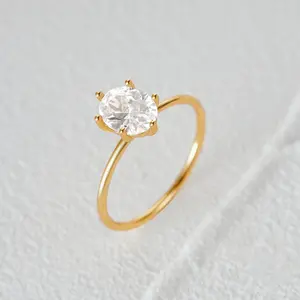 18K Gold Plated Oval-Cut Cubic Zirconia Ring for Women - Perfect Engagement Rings, Wedding Ring, Party, Fashion Style