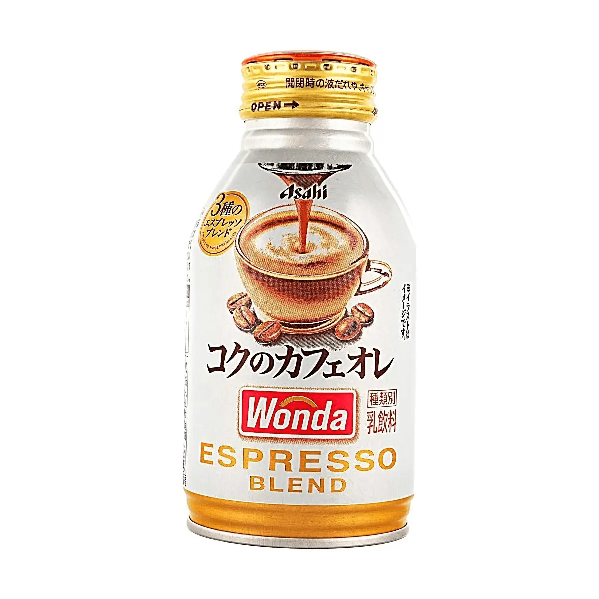 ASAHI WONDA Rich Latte Coffee Drink - 3 Concentrates Blend, 260ml - Authentic Japanese Cafe au Lait, Ready-to-Drink