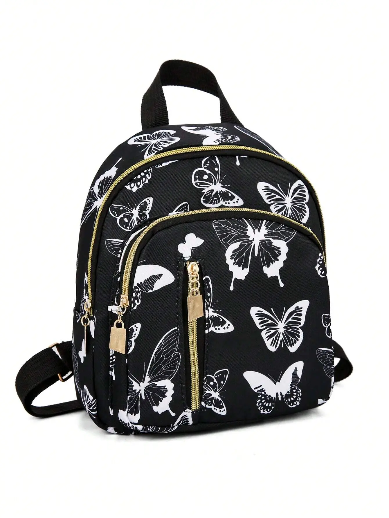 Women's Black Nylon Mini Casual & Fashionable Backpack,Suitable For Daily Life,Large Capacity,Laptop Compartment,Portable,For Girls,College Students,Perfect For Office,College,Elementary,Work,Business,Commute,Stadium, Lightweight Small Backpack