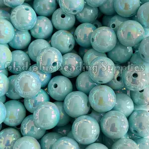 16mm Blue AB Beads, AB Beads, Resin, Loose, Chunky, Round, Gumball, Crafting Supplies