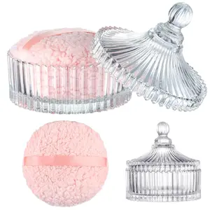 Mothers Day Gift Extra Large Body Powder Puff and Container, 6 Inch Oversize Dust Powder Puff for Baby Women Dusting Powder