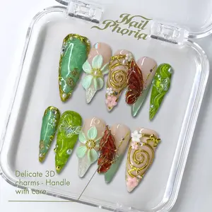 NailPhoria BUTTERFLY FAE - Handmade Press-On Nails | Reusable, Salon-Quality, Long-Lasting, Glossy Design Manicure Art